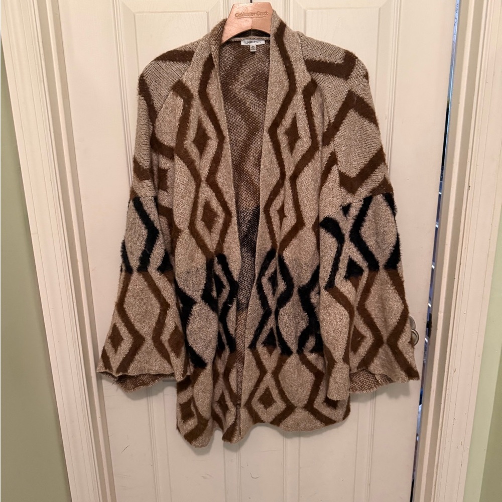 JODIFL Brown and Black Geometric Cardigan